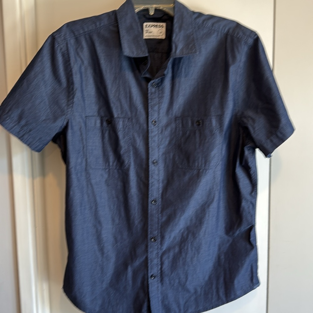 Express Men's Blue Short Sleeve Shirt